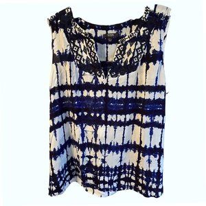 NYDJ Women's Blue Tie Dye Maui Sleeveless Tank Top
